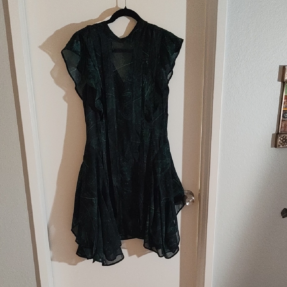 All Saints Dark Green Asymmetrical Dress